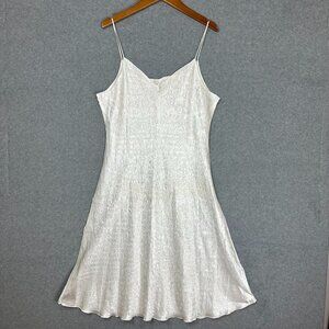 Cloud Dancer White Satin Crinkle Midi A Line Slip Dress Whimsy Festival Y2K XL